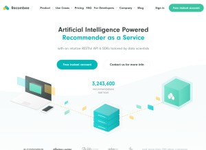 How recombee.com looks like on a tablet such as an iPad.