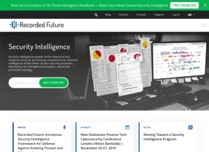 How recordedfuture.com looks like on a tablet such as an iPad.