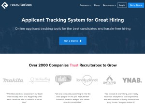 How recruiterbox.com looks like on a tablet such as an iPad.