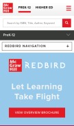 How redbirdlearning.com looks like on a mobile device such as an iPhone.