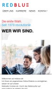 How redblue.de looks like on a mobile device such as an iPhone.