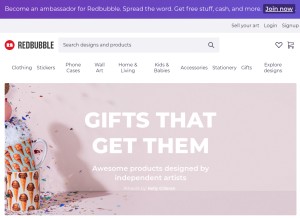 How redbubble.com looks like on a tablet such as an iPad.