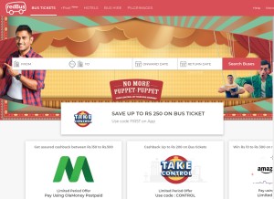 How redbus.in looks like on a tablet such as an iPad.