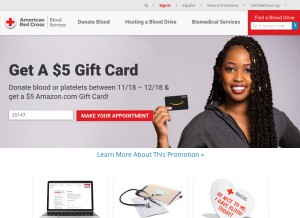 How redcrossblood.org looks like on a tablet such as an iPad.