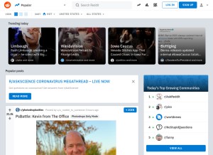 How reddit.com looks like on a tablet such as an iPad.