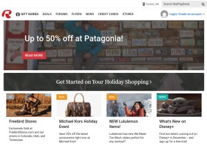 How redflagdeals.com looks like on a tablet such as an iPad.
