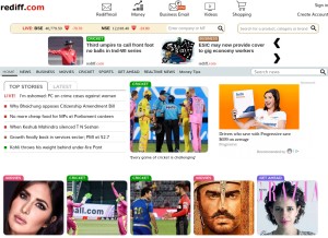 How rediffmail.com looks like on a tablet such as an iPad.