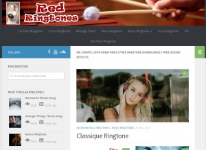 How redringtones.com looks like on a tablet such as an iPad.