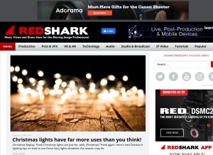 How redsharknews.com looks like on a tablet such as an iPad.