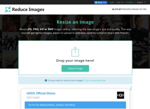 How reduceimages.com looks like on a tablet such as an iPad.