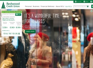 How redwoodcu.org looks like on a tablet such as an iPad.