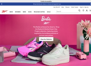 How reebok.ca looks like on a tablet such as an iPad.