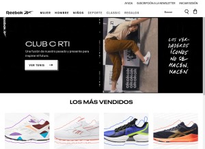 How reebok.co looks like on a tablet such as an iPad.