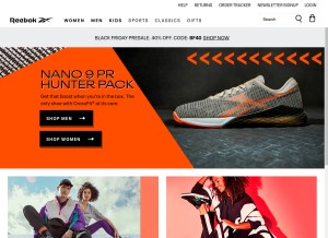 How reebok.cz looks like on a tablet such as an iPad.