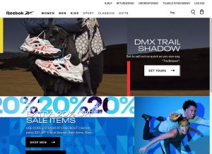 How reebok.dk looks like on a tablet such as an iPad.