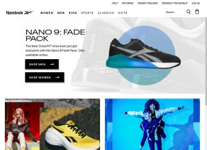 How reebok.ie looks like on a tablet such as an iPad.