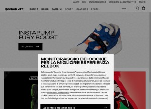 How reebok.it looks like on a tablet such as an iPad.