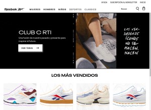 How reebok.mx looks like on a tablet such as an iPad.