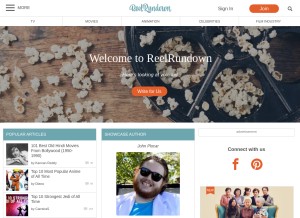 How reelrundown.com looks like on a tablet such as an iPad.