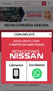 How refaccionarianissan.com.mx looks like on a mobile device such as an iPhone.
