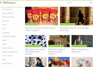 How reference.com looks like on a tablet such as an iPad.
