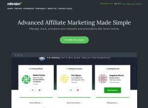 How refersion.com looks like on a tablet such as an iPad.