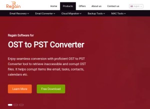 How regainsoftware.com looks like on a tablet such as an iPad.