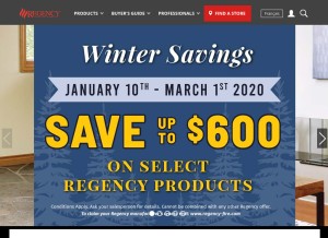 How regency-fire.com looks like on a tablet such as an iPad.