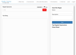 How regextester.com looks like on a tablet such as an iPad.