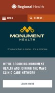 How regionalhealth.com looks like on a mobile device such as an iPhone.