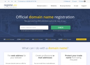 How register.eu looks like on a tablet such as an iPad.