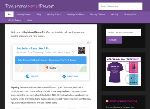 How registerednursern.com looks like on a tablet such as an iPad.