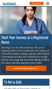 How registerednursing.org looks like on a mobile device such as an iPhone.