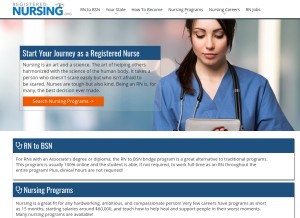 How registerednursing.org looks like on a tablet such as an iPad.