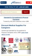 How rehabmart.com looks like on a mobile device such as an iPhone.