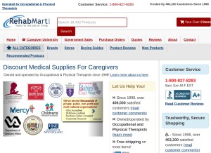 How rehabmart.com looks like on a tablet such as an iPad.