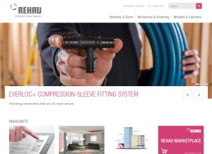 How rehau.com looks like on a tablet such as an iPad.