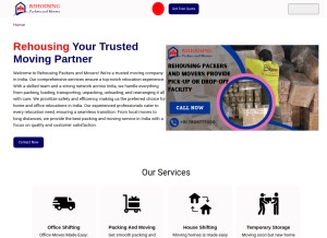 How rehousingpackers.in looks like on a tablet such as an iPad.