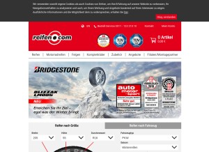 How reifen.com looks like on a tablet such as an iPad.