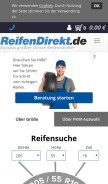 How reifendirekt.de looks like on a mobile device such as an iPhone.