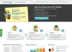 How reimage.com looks like on a tablet such as an iPad.