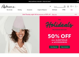 How reitmans.com looks like on a tablet such as an iPad.