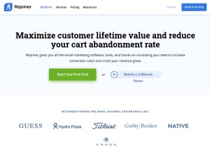 How rejoiner.com looks like on a tablet such as an iPad.