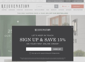 How rejuvenation.com looks like on a tablet such as an iPad.