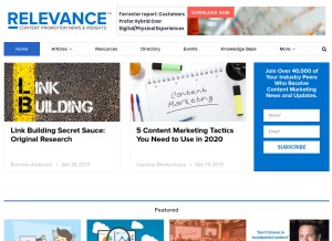 How relevance.com looks like on a tablet such as an iPad.