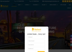 How reliantlogisticsinstitute.com looks like on a tablet such as an iPad.