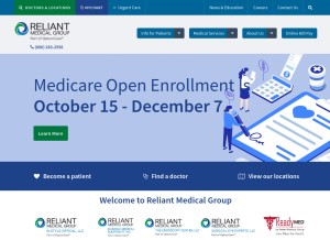 How reliantmedicalgroup.org looks like on a tablet such as an iPad.