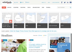 How reliefweb.int looks like on a tablet such as an iPad.