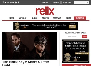 How relix.com looks like on a tablet such as an iPad.