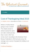 How reluctantgourmet.com looks like on a mobile device such as an iPhone.